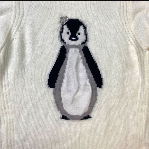 LC LAUREN CONRAD IVORY CREAM PENGUIN KNIT SWEATER DIAMOND RHINESTONE NOVELTY XS - Picture 11 of 15